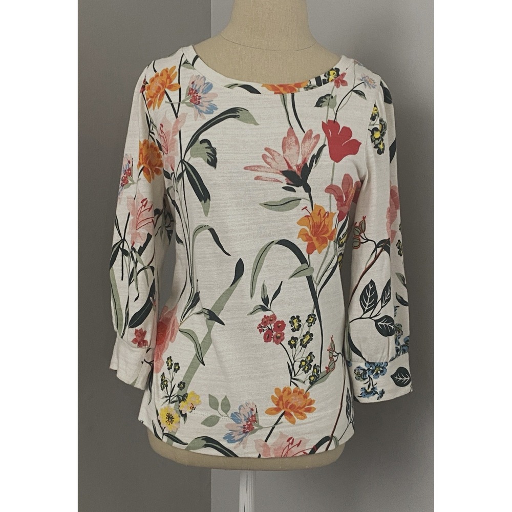 Women's Floral Lightweight Pullover Sweater Size S Feminine Garden Artsy BOHO - Picture 2 of 9